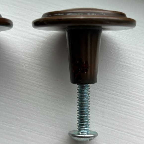 Door Cabinet Drawer Knobs Bronze Brown Metal Plastic 1 1/4" - Picture 5 of 8